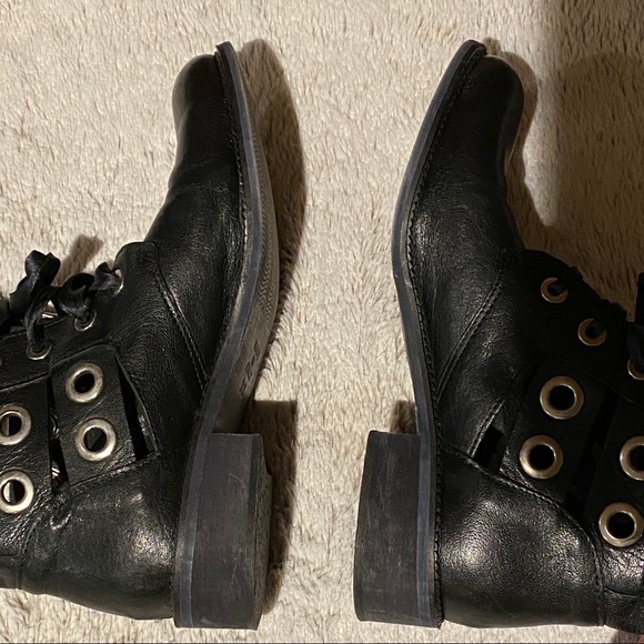 Unique Black Leather Italian Combat Boots - Picture 5 of 10